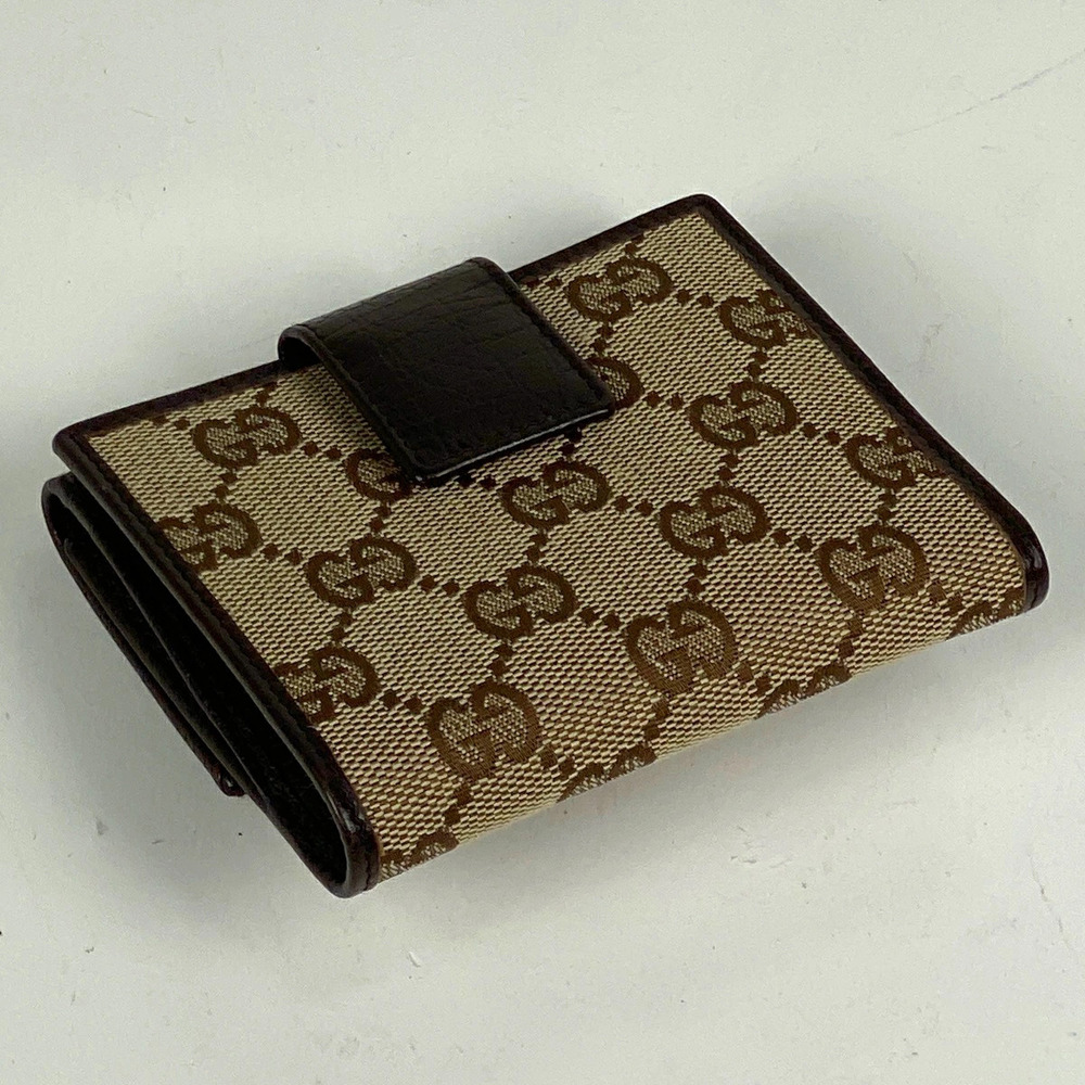 Gucci Bi 2way GG Billfold Wallet Canvas fold Bamboo Brown Wallet Brown